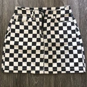 Black and white checkered skirt